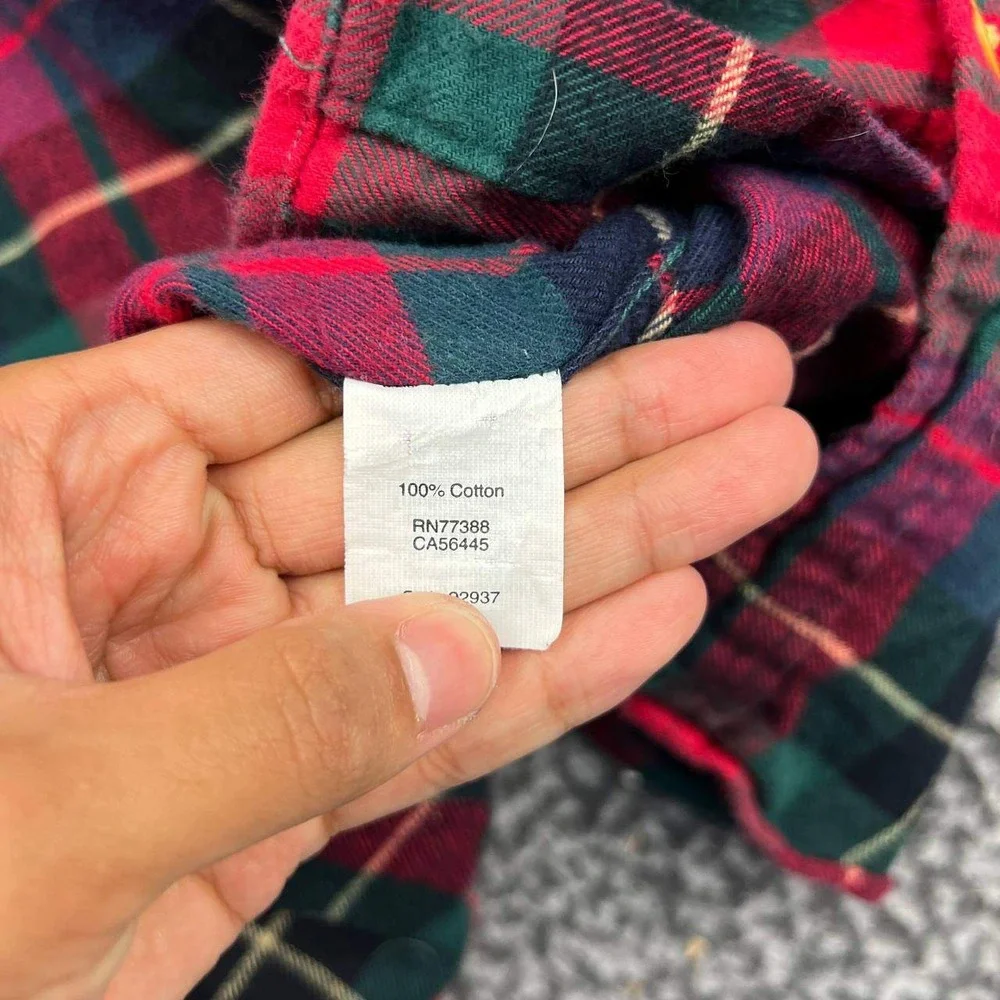 J. Crew Button Up Shirt Men Medium Red Green Flannel Plaid Long Sleeve Cotton M